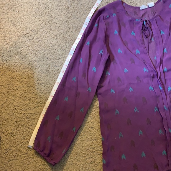 Retro 80s style sheer purple arrow blouse M / L - Picture 8 of 9